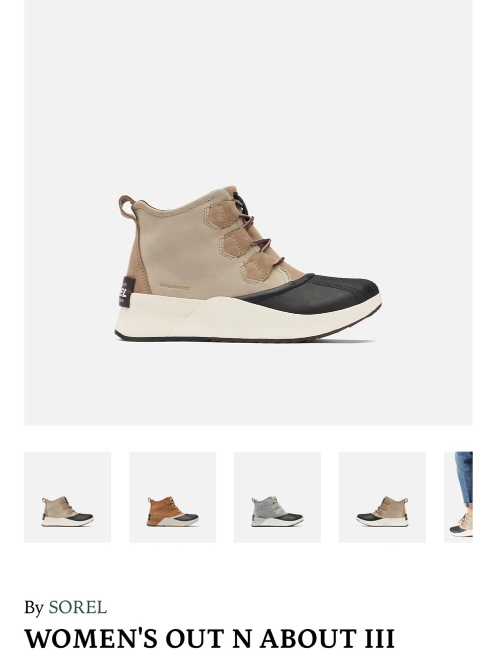 Sorel Women's Out N About III Bootie in Taupe and Black